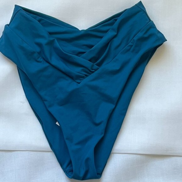 NWT Becca Color Code High Waisted Draped V Shirred in Blue Size Small - Picture 1 of 4